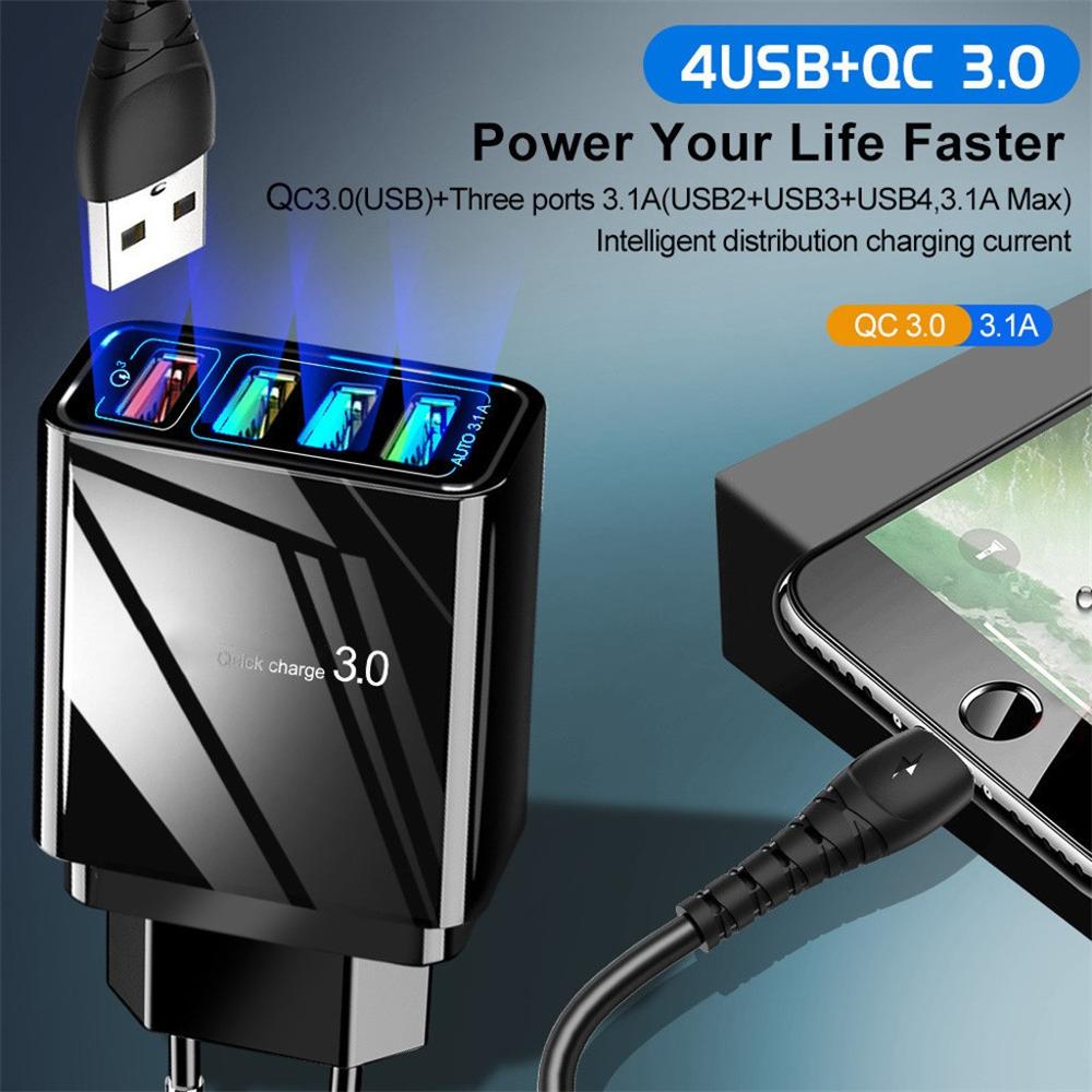Cargador USB 3A Iluminado de 4 Puertos
