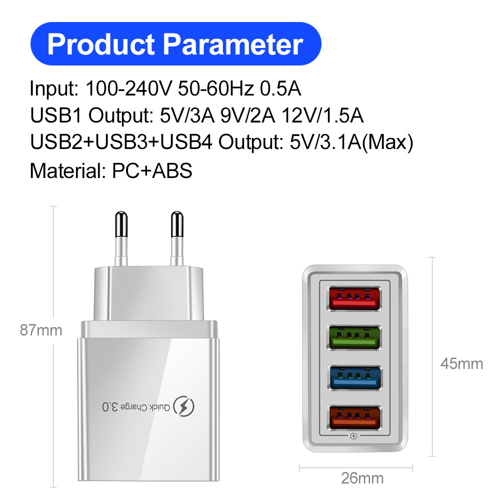 Cargador USB Quick Charge 3.0 de 4 Puertos — imagen de producto 5